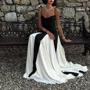 เดรสยาวทรงเอ สไตล์ลำลอง สีตัดกัน ดีไซน์เก๋ไก๋สำหรับฤดูใบไม้ผลิ เหมาะสำหรับวันหยุดพักผ่อน  สำหรับผู้หญิง แขนกุด ทรงหลวม - Product Image 1