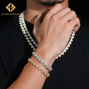 Hot Sale Luxury Heart Shape Tennis <b>Chain</b> Jewelry Set 925 Silver Moissanite <b>Iced</b> <b>Out</b> Hip Hop Unisex Jewelry - Product Image 6