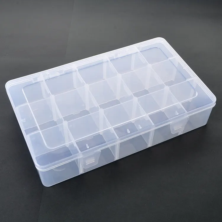 Large size 15 Grid Plastic Organizer Box with Adjustable Dividers