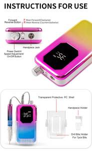 GRS 100% geri dönüşüm 2 1 tırnak matkap çivi için şarj edilebilir 35000 Rpmcordless dosya elektrikli tırnak törpüsü makinesi - Product Image 4