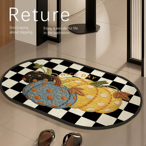 พรมเช็ดเท้ารูปฟักทองลายการ์ตูน รูปวงรี ผ้าลินินเทียม ซึมซับน้ำได้ดี กันลื่น สำหรับห้องน้ำ - Product Image 2