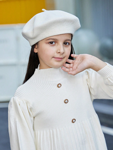 2025 venta al por mayor niños niñas Negro Blanco rojo lana boina francesa sombrero artista sombrero sólido cálido gorra invierno otoño - Product Image 3