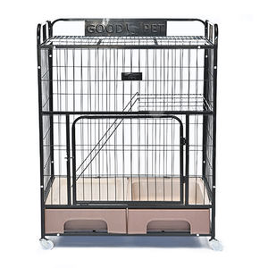 กรงสุนัขสัตว์เลี้ยงทำจากสแตนเลสหลายขนาดพร้อมล้อคอกสุนัขสองชั้นในร่ม - Product Image 4