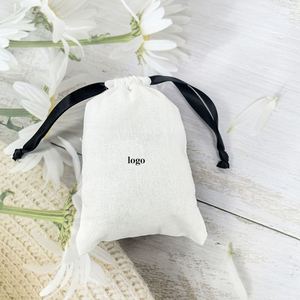 Wholesale Small Linen Custom Print Cotton Canvas <b>Drawstring</b> <b>Bag</b> White High Quality - Product Image 4