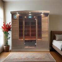 Sauna Portátil Big Bear para 4 Personas, Calentador de Carbono, Madera de Cedro Rojo, Ecológica, Ligera, Comercial, Moderna, para Uso en Interiores, Bajo EMF, Far