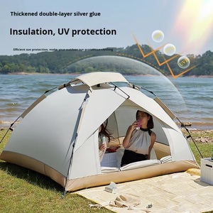Tente pyramidale pop-up YYD pour <span class=keywords><strong>2</strong></span> à 4 personnes |   Protection UV argentée |   Revêtement de sol imperméable 3000 mm |   Lampe légère <span class=keywords><strong>2</strong></span>,8 kg/4 kg pour le camping et la randonnée - Product Image 4
