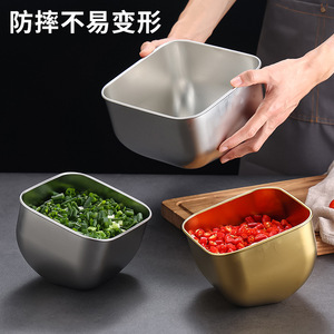 Stainless Steel Bowls Square Stackable For Commercial Use In Korean BBQ And Hot Pot Restaurants Holding Vegetables Leafy Greens - Product Image 5