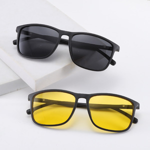 <b>Sunglasses</b> <b>Square</b> Frame Polarized UV380 TAC Lens Black Unisex For Cycling Driving Night Market - Product Image 1
