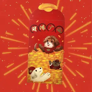 Изготовленный на заказ логотип золотой штамповки и Пантон цветной печати милый мультяшный конверт китайский Новогодний подарок красный конверт