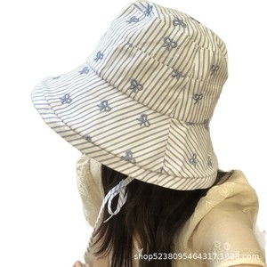 Bucket <b>Hat</b> With Bow Pattern Cotton <b>Summer</b> Sun Protection For Girls Outings - Product Image 5