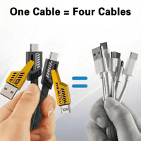 Cargador de Teléfono Taipuxi, Cable de Carga Rápida USB 4 en 1, Trenzado de Nailon Resistente, 65 W, 1 m, Tipo C, Logotipo, Cargadores Multifunción
