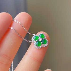 Collar de Plata de Ley S925 para Mujer con Colgante de Calcedonia de Jade Espuma de Agua Natural, Cuentas Verdes en Forma de Calabaza, Estilo Chino Nuevo - Product Image 3