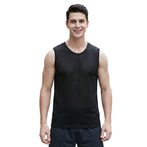 Débardeurs de sport pour hommes avec logo personnalisé, t-shirts en maille respirants, débardeurs de sport d'été, gilets en spandex et coton - Product Image 1
