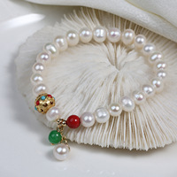 Bracelet tendance pour femme en alliage, perles d'eau douce blanches en forme de pomme de terre, perles espacées en or placer, rubis et saphirs, qualité AA, passe-partout