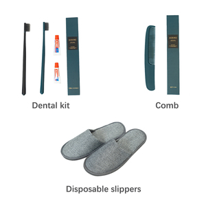 Kit d'articles de toilette jetables personnalisés pour hôtel, ensemble complet pour l'hôtellerie avec pantoufles <span class=keywords><strong>et</strong></span> shampoing pour gîtes <span class=keywords><strong>et</strong></span> spas - Product Image 3