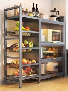 Multi-Layer Cozinha Pavimento Prateleiras Multi Funcional Gabinete com Malha Painéis De Armazenamento De Vegetais Porta Combinação Cozinhas - Product Image 3