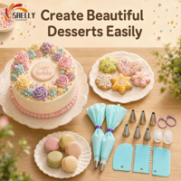 XL-Großhandel 15-teiliges Spritztüllen-Set, Silikon-Spritzbeutel & Kuchenschaber, DIY Cupcake Back- und Dekorationsset für Zuhause