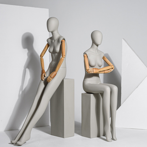 <span class=keywords><strong>Maniquí</strong></span> de brazos de madera articulados femeninos con cabeza de huevo abstracta de cuerpo completo moderno de moda gris de nuevo diseño <span class=keywords><strong>para</strong></span> exhibición de <span class=keywords><strong>ropa</strong></span> de vestir - Product Image 3