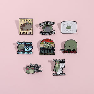 Serie de citas de rana bonita de dibujos animados, pines esmaltados, <span class=keywords><strong>no</strong></span> me pruebes, Rana con cuchillo, broches, insignia de solapa, joyería de animales, regalos para amigos - Product Image 1