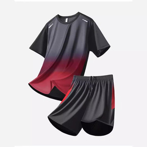 Conjunto Deportivo Unisex de 2 Piezas, Resistente al Viento, de Secado Rápido, Camiseta de Manga Corta con Malla, Pantalones Cortos con Cintura Elástica y Cordón Ajustable, Ligero - Product Image 1