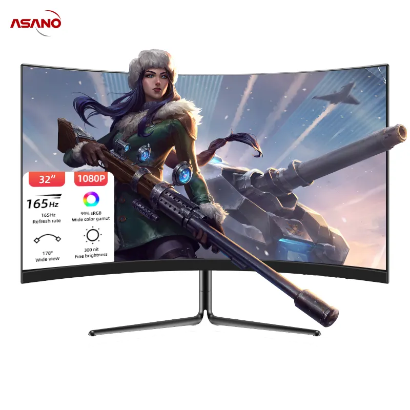 Oem/Odm Led Monitor Fhd Platte Laptop Game 27 Inch 60Hz Breed 1920*1080P Gaming Pc 2K Computer Monitor Asano