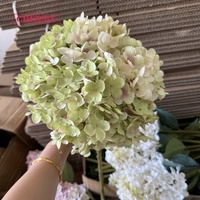DC140 Vente en gros de tiges d'hortensias artificiels vintage à dégradé vert, grande tête de fleur en soie pour la décoration de centre de table