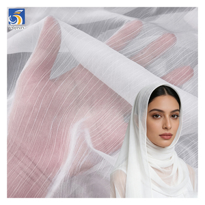 YX495 Foulard de tête arabe en tissu chiffon de soie froissé 42 g/m² en polyester blanc, type crêpe de soie froissé français - Product Image 3