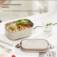 Kotak makan siang pemanas termostatik elektronik, pekerja kantor Stainless Steel 304 dengan sumber daya listrik nasi
