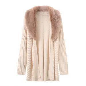 Maglione collo in pelliccia sintetica cappotto caldo moda donna inverno