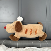 Coussin en peluche chien teckel chef mignon, jouet doux en forme de chien saucisse avec chapeau de chef, longues peluches pour dormir, décoration intérieure, cadeau