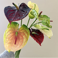 Fleur artificielle en PU effet naturel, grande tête en forme de cœur, Anthurium à tige unique, pour mariage, décoration florale de maison et arrangements en vase