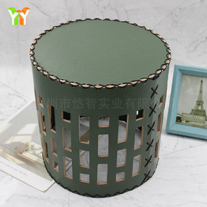 Cesta de almacenamiento de estilo nórdico para el hogar, cesta de almacenamiento de artículos diversos de cuero PU tejido, cesta de almacenamiento hueca para aperitivos. - Product Image 2