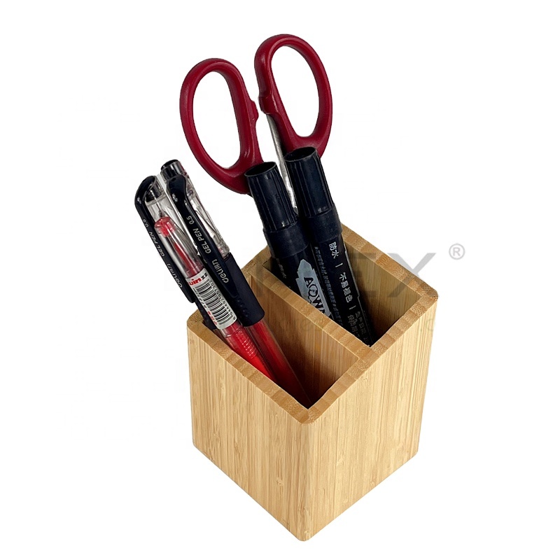 Бамбуковый держатель для ручек с 2 отделениями, деревянные фантастические кастрюли для ручек, Товары для офиса и дома, подставка для карандашей