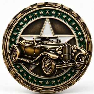 Moneda Coleccionable de Auto Antiguo, Chapada en Oro, Bronce, Circular, Estampada, Arte y Coleccionismo - Product Image 4