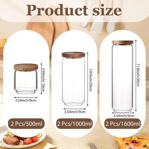 Pot en verre transparent au design moderne pour le stockage de denrées alimentaires sèches, de céréales et d'épices - Product Image 2