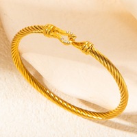 Bracelet en acier inoxydable 316L plaqué or 18K PVD, bracelet en forme de cœur pour femmes, bracelet en câble torsadé, hypoallergénique, sans nickel, bijoux
