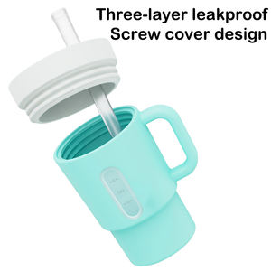 Tasse d'apprentissage en silicone pour bébé, <span class=keywords><strong>avec</strong></span> couvercle et <span class=keywords><strong>paille</strong></span> en silicone, pour bébés de 0 à 12 mois - Product Image 6