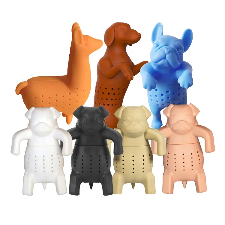 Cấp thực phẩm dễ thương động vật trà lọc phim hoạt hình daschund Dog Alpaca cừu Silicone trà lọc bóng Infuser