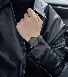 Veste décontractée pour <span class=keywords><strong>homme</strong></span> en cuir PU noir style européen, coupe ajustée, col rabattu, fermeture éclair, <span class=keywords><strong>marque</strong></span> américaine tendance, vêtement <span class=keywords><strong>de</strong></span> travail - Product Image 5
