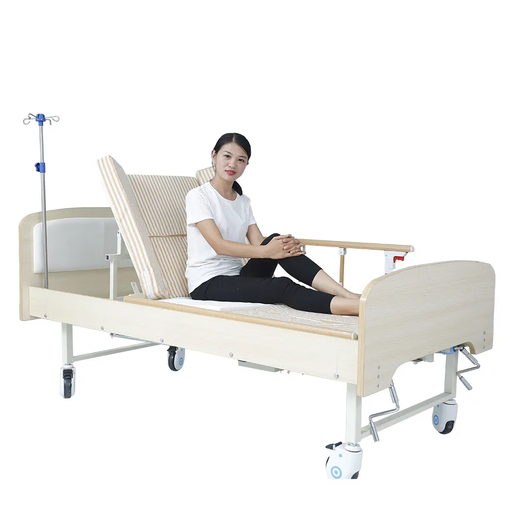 New product Backrest adjustable patient used wooden hospital nursing bed for old men and disabled men