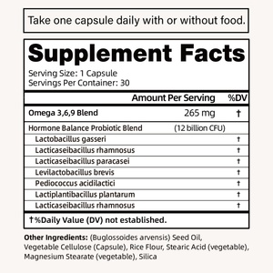 โปรไบโอติกปรับสมดุลฮอร์โมนสำหรับผู้หญิง ช่วยเสริมสร้างภูมิคุ้มกันและผิวสุขภาพดี  แคปซูลโปรไบโอติกปรับสมดุลฮอร์โมน - Product Image 2