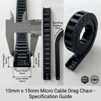 Chaîne porte-câbles miniature Yodel Esteira Porta Cabos CNC PA66 Nylon 10x15mm Type Pont R18