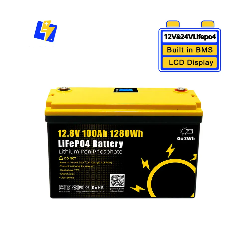GoKWh Lithium ion Batteries 12V 48V 100Ah 200Ah Lifepo4 Battery build in BMS for RV Boat Home Solar Energy Storage