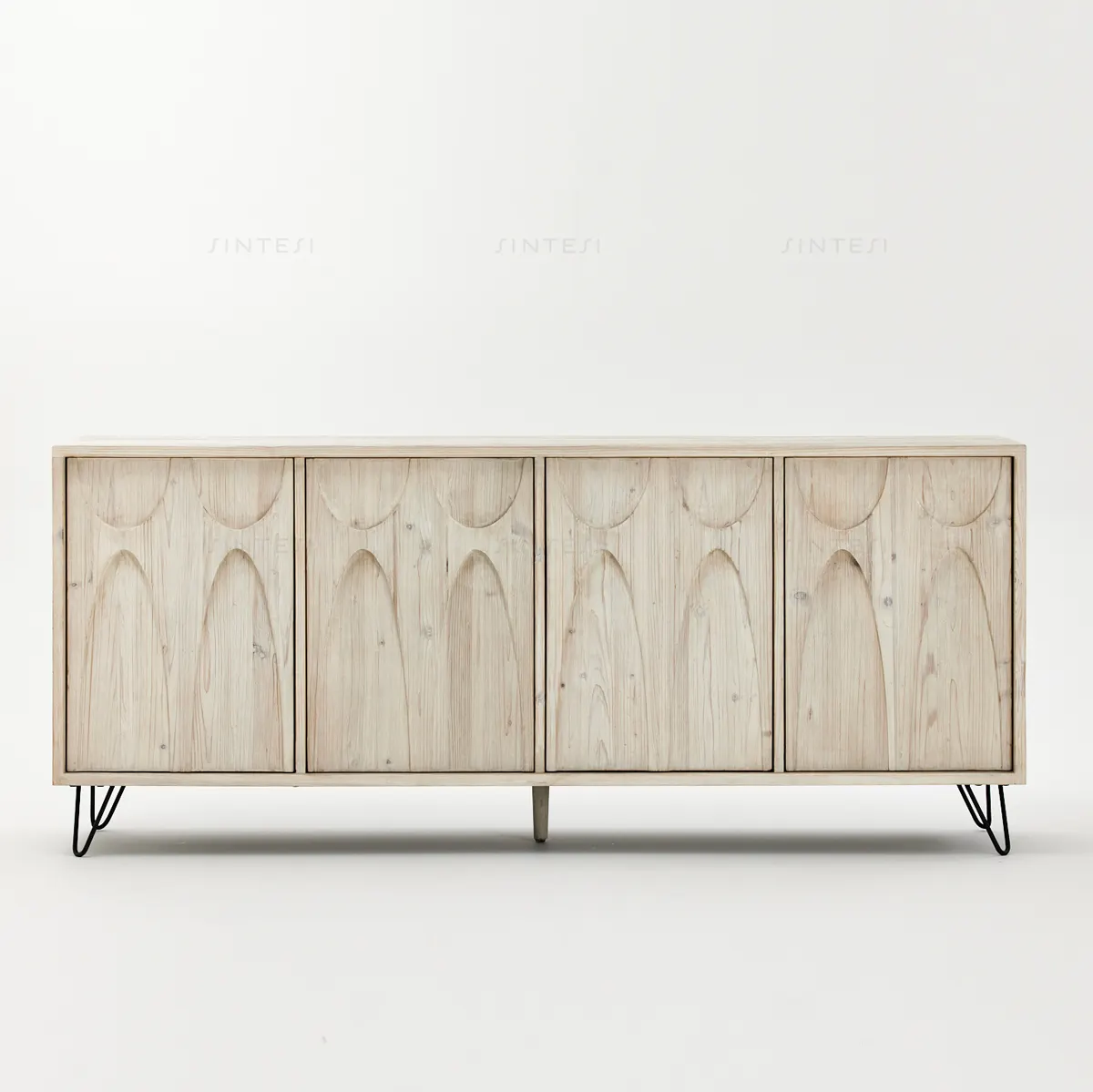 Hiện đại trang trại đồ nội thất rắn tái chế thông gỗ sideboard với thép điểm nhấn cho trang chủ sử dụng phòng khách tủ bếp