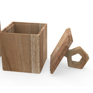 Pot à sucre en bois durable fait à la main - Design moderne avec couvercle hermétique gain de place pour le rangement de la cuisine - Product Image 5