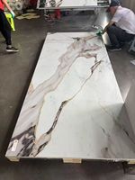Panel de Pared de Mármol UV de Alto Brillo, Tablero de Cristal de Carbono para Instalación de Paredes de TV Contemporáneas