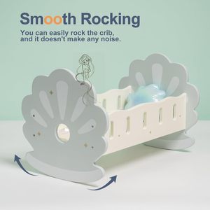 Berceau à <span class=keywords><strong>bascule</strong></span> moderne en bois massif pour poupées de 18 pouces (bleu) – Utilisation en chambre à coucher – Magasin ROBOTIME - Product Image 4