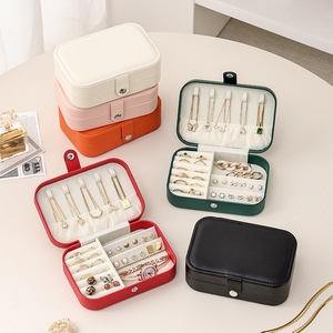 Jewelry Storage Box 7 Inch PU Material With Button Closure Lightweight Travel Case For Necklaces Earrings Rings Jewelry - Product Image 2