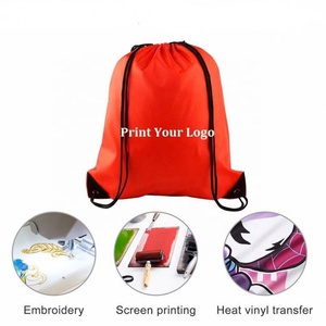 Middle Yellow 210D Polyester Promotional Draw String <b>Backpack</b> Custom logo Printed Red <b>Drawstring</b> Dust Bag - Product Image 4