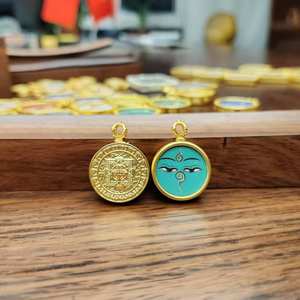 Colgante Thangka de Hotan, redondo, pintado a mano, arte sagrado budista tibetano para meditación, protección espiritual, religioso, venta al por mayor - Product Image 1